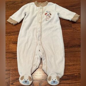 3-6M Adorable Puppy Cream and Tan Baby One Piece